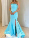 Modest Trumpet/Mermaid Satin Straight Ruffle Prom Dresses #Milly020124184