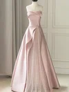 Ball Gown Strapless Satin Tulle Prom Dresses With Beading #Milly020124193