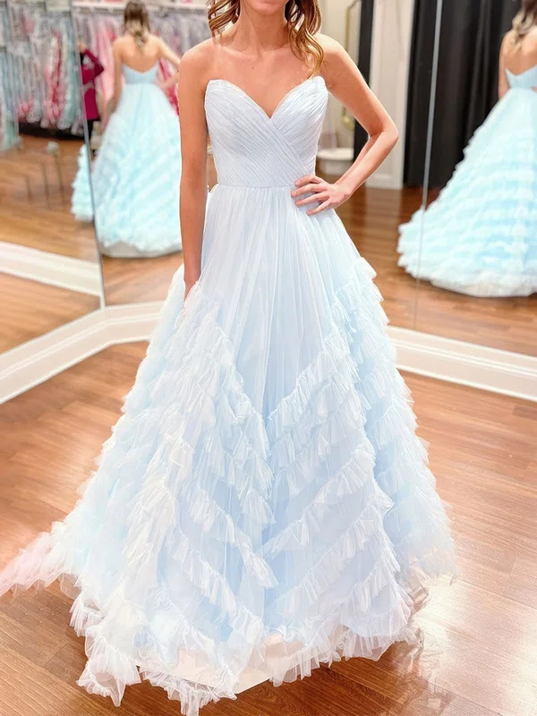 Cute Ball Gown/Princess Tulle V-neck Ruffle Prom Dresses #Milly020124217