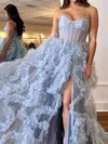 Ball Gown Strapless Tulle Ruffle Prom Dresses #Milly020124226