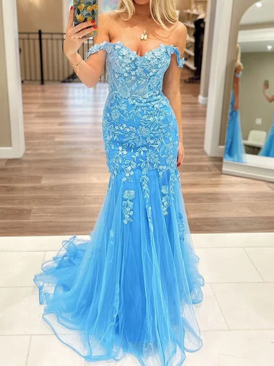 Mermaid Off-the-shoulder Tulle Prom Dresses With Appliques #Milly020124246