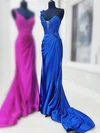 Sheath/Column One Shoulder Satin Prom Dresses With Appliques #Milly020124264