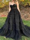 Corset Black Tulle Ball Gown/Princess Ruffle Prom Dresses #Milly020124270