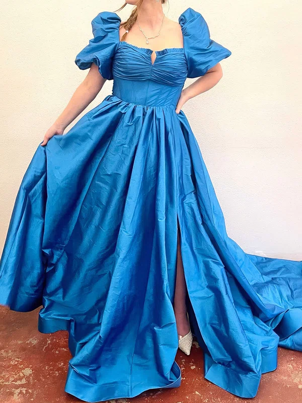 Ball Gown Sweetheart Satin Cut Out Prom Dresses With Puff Sleeve #Milly020124277