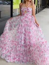 Ball Gown Halter Tulle Floral Tiered Prom Dresses #Milly020124282