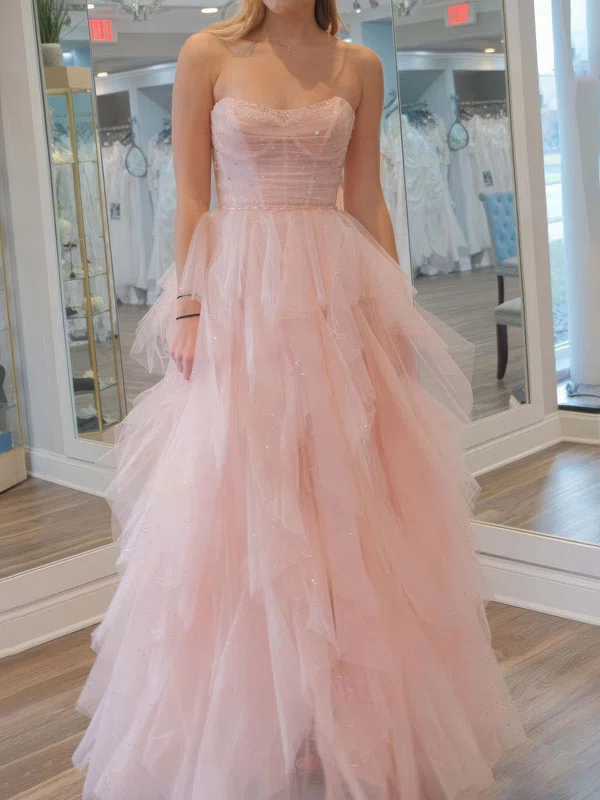 Princess Strapless Tulle Ruffle Prom Dresses #Milly020124290