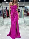 Elegant Sheath/Column Satin Cowl Neck Ruched Prom Dresses #Milly020124302