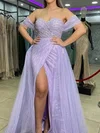 Ball Gown Off-the-shoulder Tulle Prom Dresses With Ruched #Milly020124310