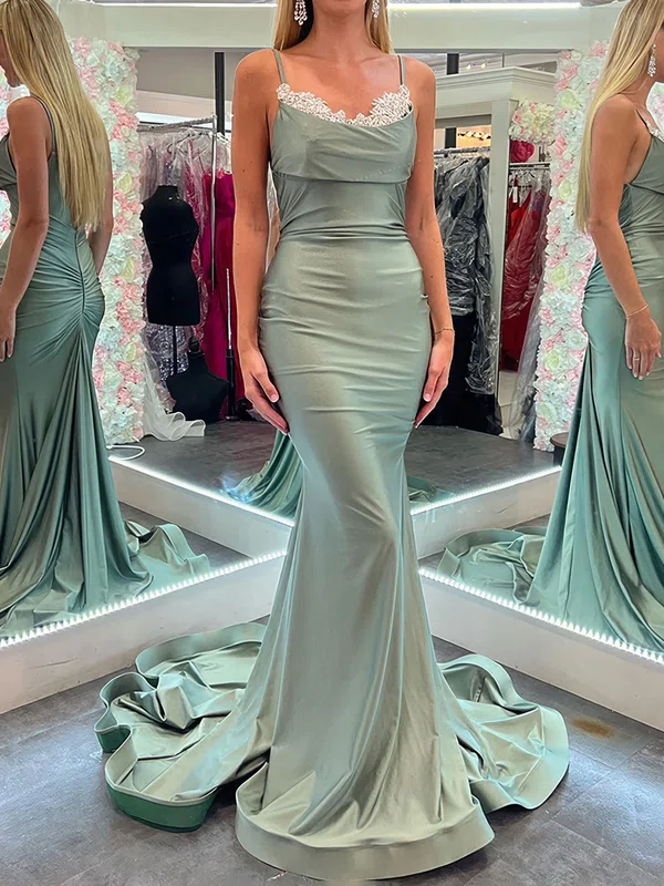 Mermaid Scoop Neck Jersey Prom Dresses With Ruched #Milly020124311