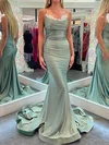 Mermaid Scoop Neck Jersey Prom Dresses With Ruched #Milly020124311