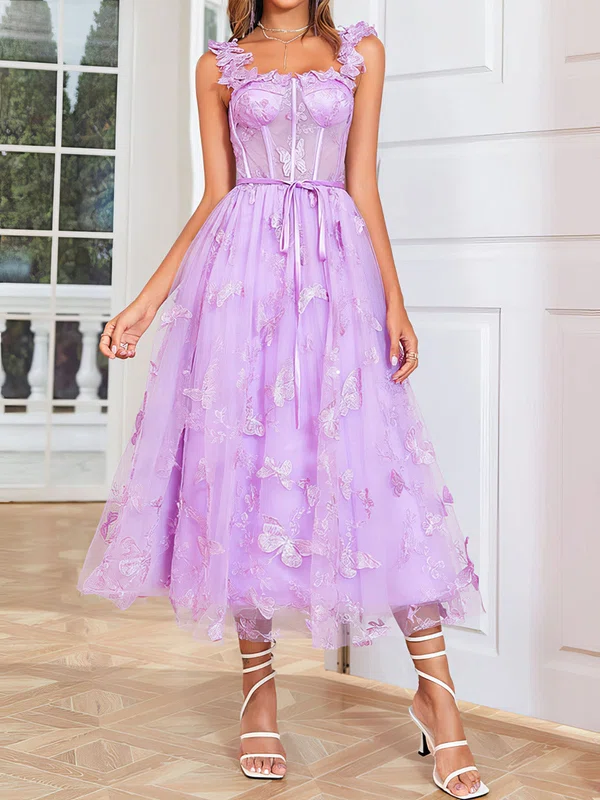 Ball Gown Sweetheart Tulle Floral Prom Dresses With Butterfly #Milly020124334