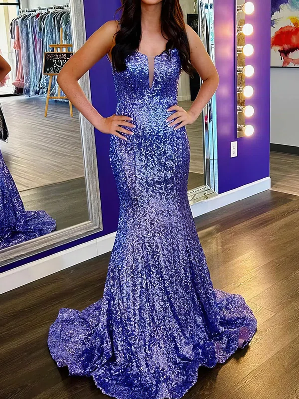 Mermaid V-neck Sparkly Sequin Prom Dresses #Milly020124392