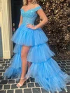 Corset Ball Gown/Princess Tulle Appliques Ruffle Prom Dresses #Milly020124459