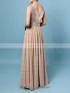 A-line V-neck Chiffon Sequined Floor-length Prom Dresses #02016329