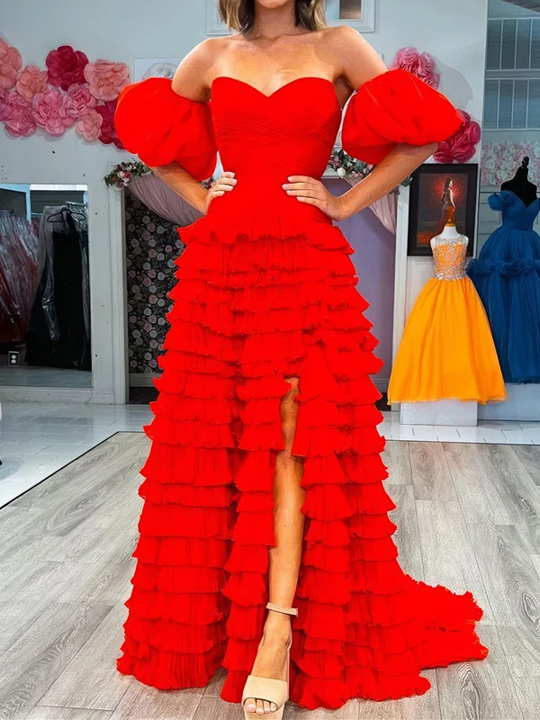 Elegant Ball Gown/Princess Tulle Sweetheart Ruffle Prom Dresses #Milly020124470