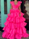 Elegant Ball Gown/Princess Organza V-neck Ruffle Prom Dresses #Milly020124473