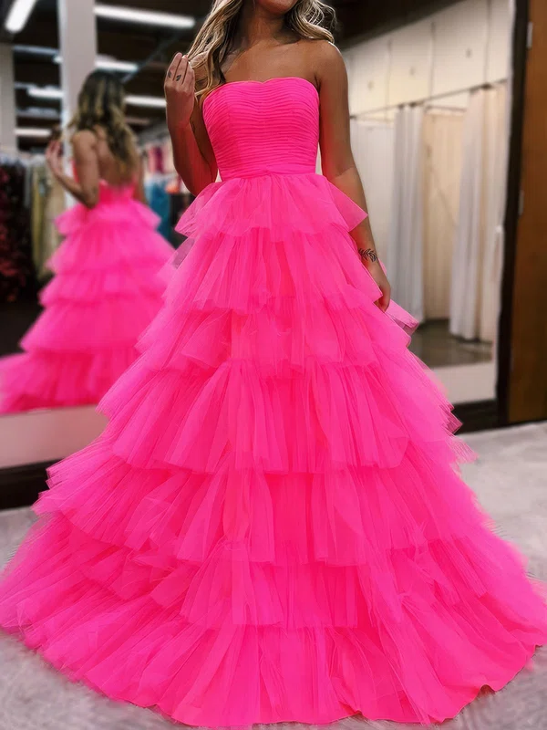 Cute Ball Gown/Princess Tulle Straight Ruffle Prom Dresses #Milly020124604