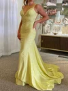 Sheath/Column V-neck Satin Beaded Prom Dresses With Ruched #Milly020124633