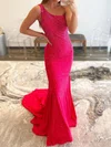 Sheath/Column One Shoulder Jersey Beaded Prom Dresses #Milly020124638