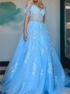 Ball Gown V-neck Tulle Prom Dresses With Feather #Milly020124639