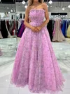 Glitter Ball Gown/Princess Straight Ruffle Floral Prom Dresses #Milly020124640