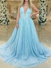 Ball Gown V-neck Sparkly Sequin Prom Dresses With Beading #Milly020124657