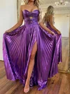 Unique A-line Metallic Sweetheart Pleated Prom Dresses #Milly020124779