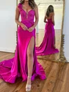 Elegant Sheath/Column Satin One Shoulder Floral Prom Dresses #Milly020124785