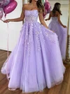 Corset Ball Gown/Princess Tulle Straight Appliques Prom Dresses #Milly020124787