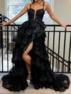 Glitter Black Ball Gown/Princess Appliques Tiered Prom Dresses #Milly020124812