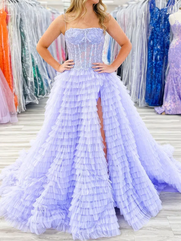 Corset Ball Gown/Princess Tulle Appliques Ruffle Prom Dresses #Milly020124813