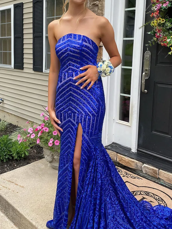 Sheath/Column Strapless Sparkly Sequin Prom Dresses #Milly020124828
