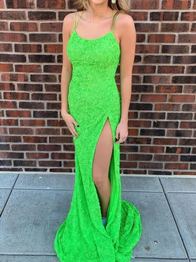 Sheath/Column Scoop Neck Sparkly Sequin Prom Dresses #Milly020124829