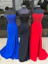 Sheath/Column Square Neck Jersey Corset Prom Dresses With Beading #Milly020125256