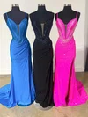 Glitter Sheath/Column Jersey Beaded Ruched Prom Dresses #Milly020125269