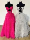 Ball Gown Strapless Tulle Ruffle Tiered Prom Dresses With Bow #Milly020125272