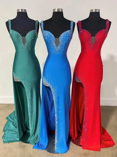 Sheath/Column Sweetheart Jersey Beaded Prom Dresses #Milly020125276