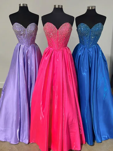 Ball Gown Strapless Taffeta Corset Prom Dresses With Beading #Milly020125278
