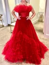 Puffy Red Tulle Ball Gown/Princess Tiered Ruffle Prom Dresses #Milly020125309