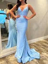 Glitter Sheath/Column Jersey V-neck Beaded Ruched Prom Dresses #Milly020125315