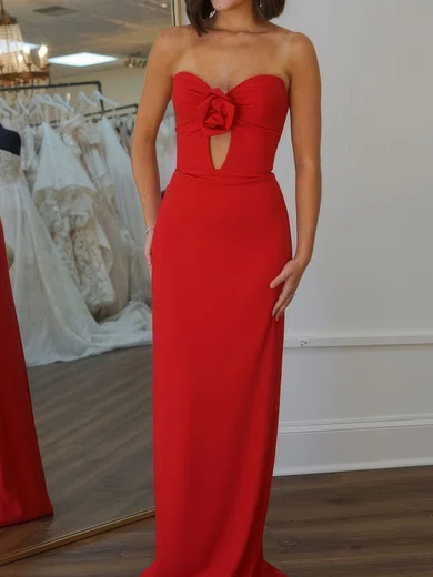 Sheath/Column Strapless Stretch Crepe Cut Out Prom Dresses #Milly020125341