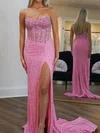 Sparkly Sheath/Column Sequin Ruched Split Prom Dresses #Milly020125347