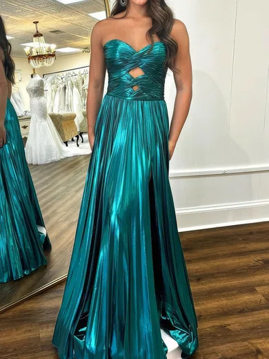 Sparkly A-line Strapless Metallic Prom Dresses With Ruched #Milly020125360