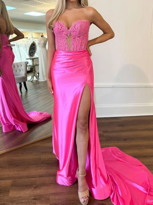 Corset Sheath/Column Satin Sweetheart Appliques Prom Dresses #Milly020125388