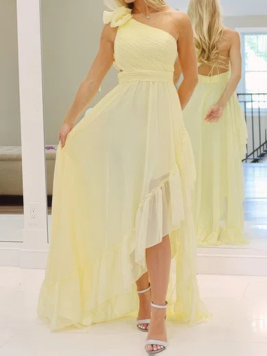 Daffodil A-line One Shoulder Chiffon Ruffle Prom Dresses #Milly020125443