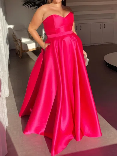 Ball Gown Strapless Satin Prom Dresses With Ruched #Milly020125466