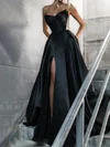 Ball Gown V-neck Satin Corset Prom Dresses With Ruched #Milly020125487