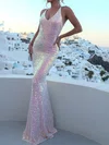 Sheath/Column V-neck Backless Sparkly Sequin Prom Dresses #Milly020125491