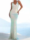 Sheath/Column V-neck Backless Sparkly Sequin Prom Dresses #Milly020125492