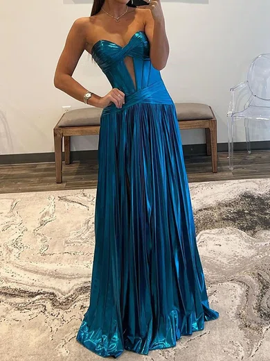 Sparkly A-line Strapless Metallic Prom Dresses With Ruched #Milly020125509